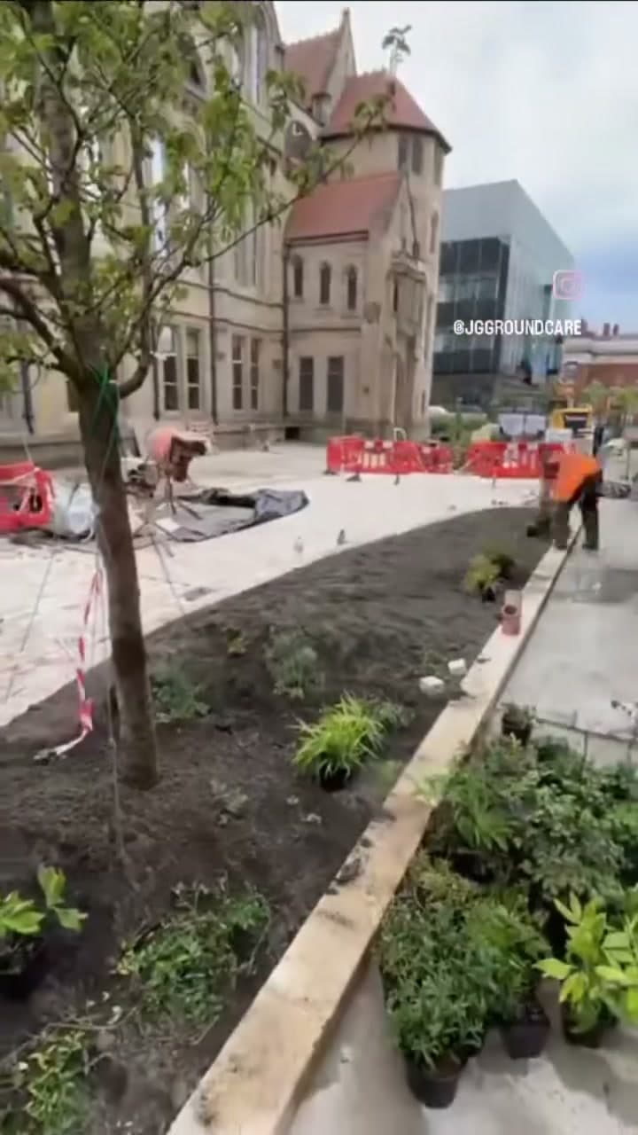 Paved grounds at a civic building looked after by JG Groundcare